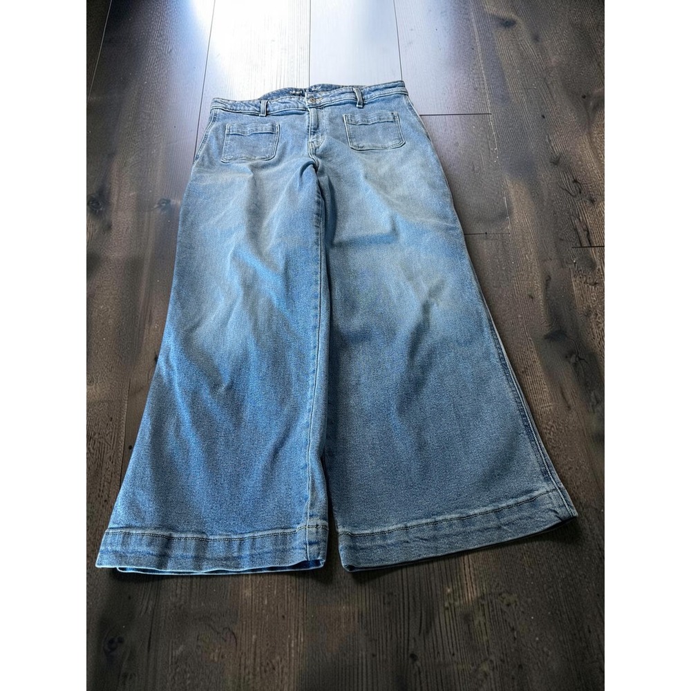 Old Navy Wide Leg Jeans Women 16P Blue Extra High Rise Trouser Flare Perry